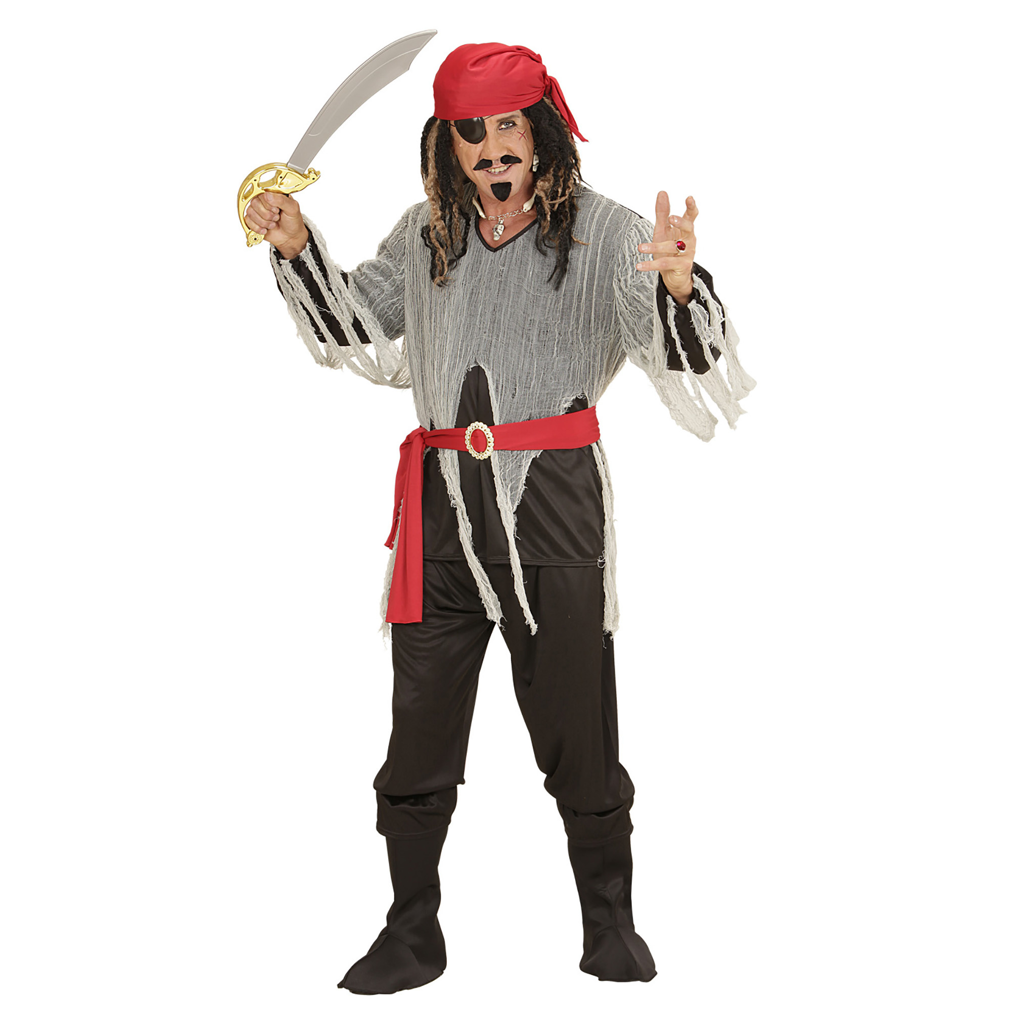 Widmann - Piraat & Viking Kostuum - Vroeg Tijdperk Piratenheer - Man - zwart - Medium - Carnavalskleding - Verkleedkleding