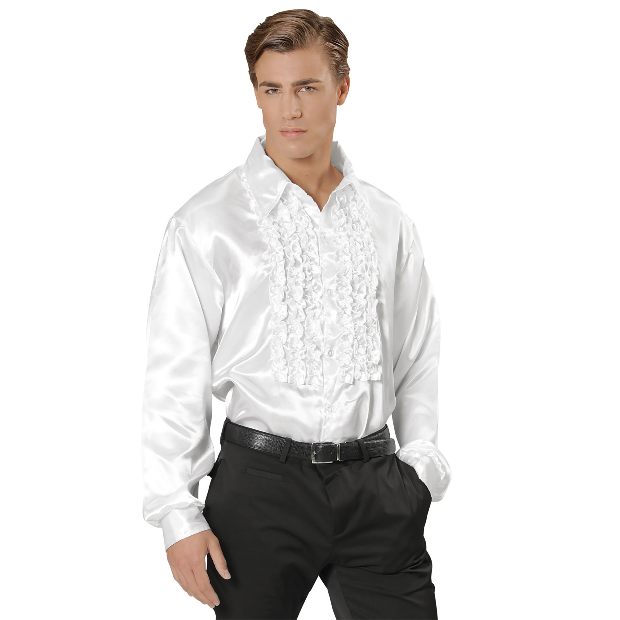 Rouchen Shirt Wit Satijn | M/L