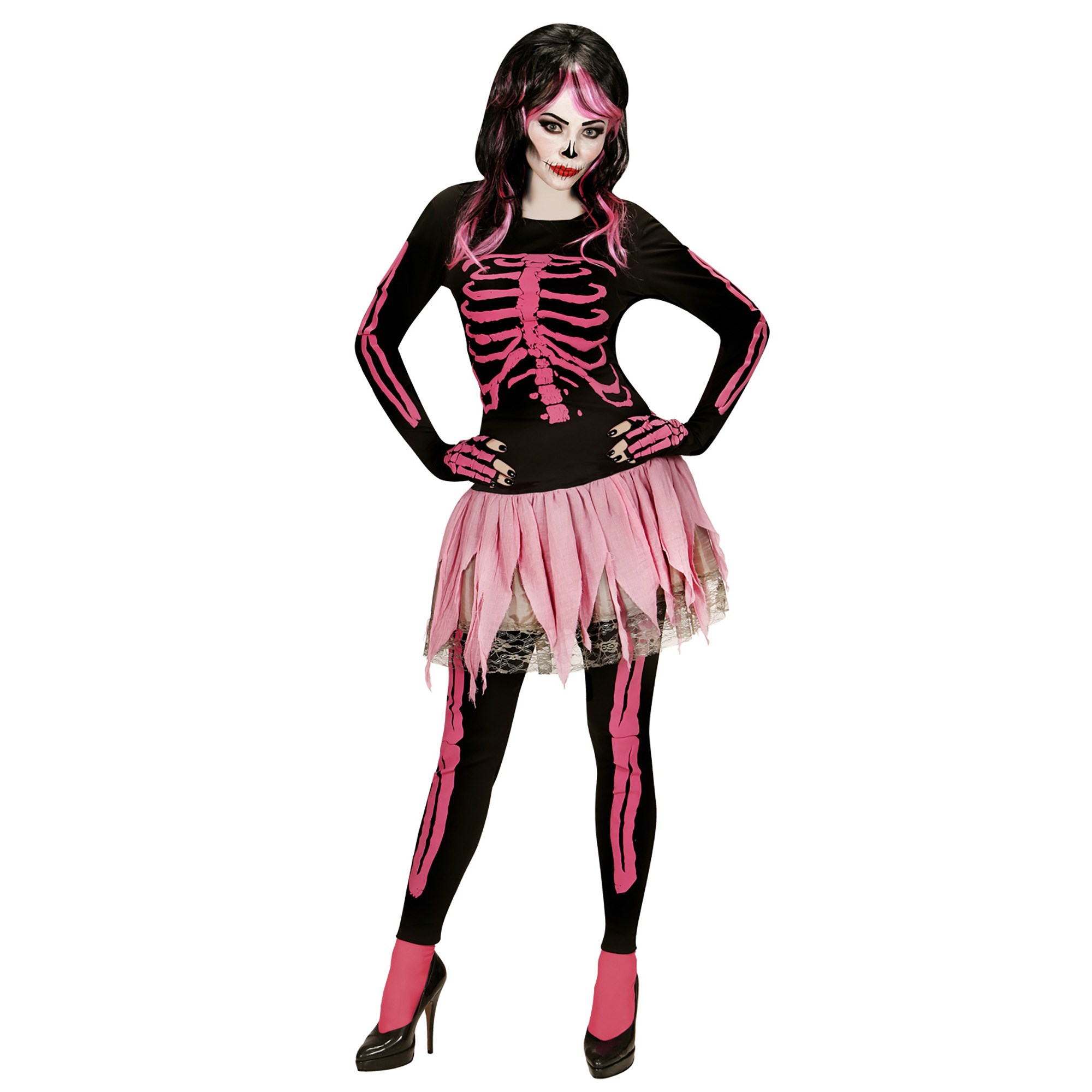 Roze skelet Halloween kostuum voor dames  - Verkleedkleding - XL