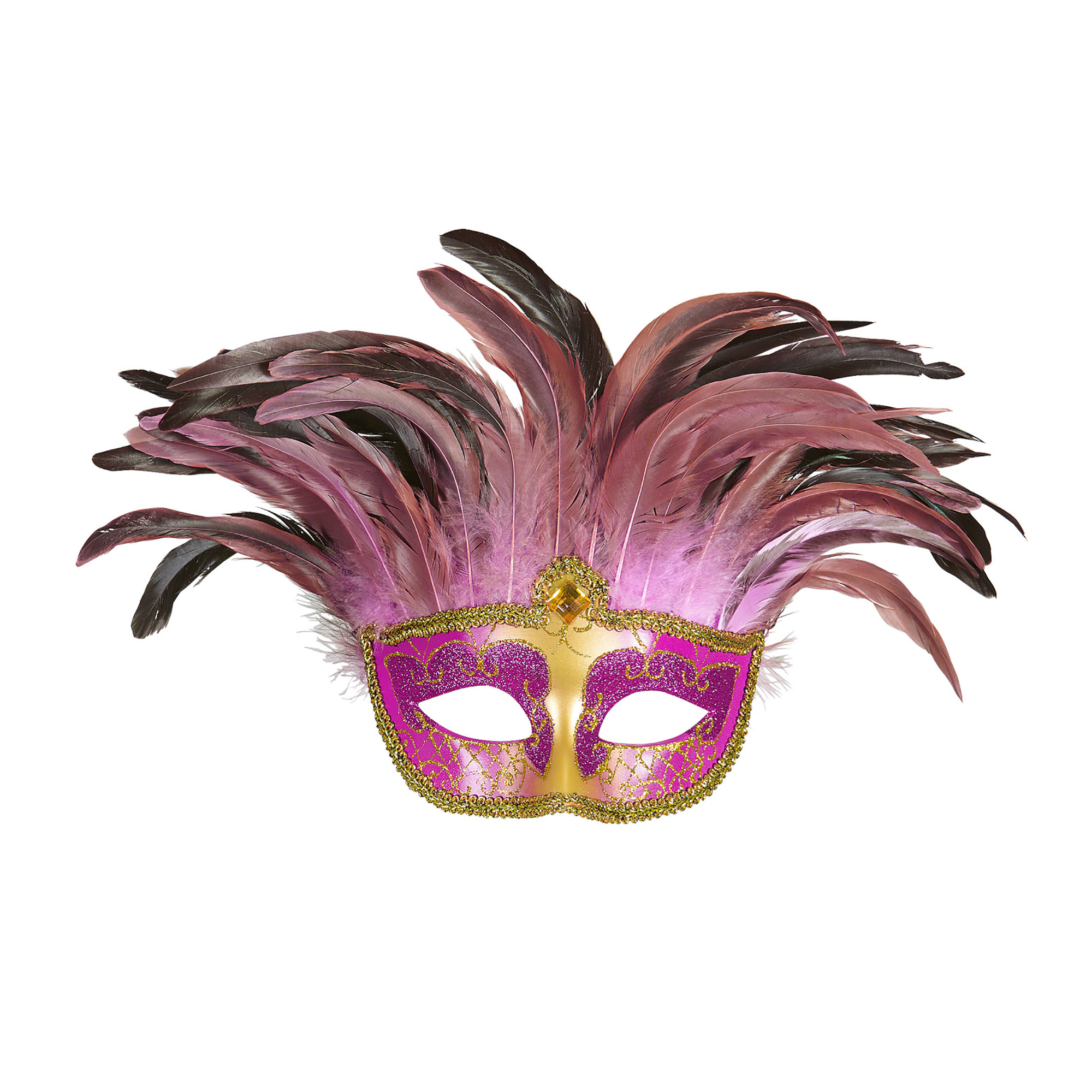 Masker Countess Met Glitters En Veren roze | One Size