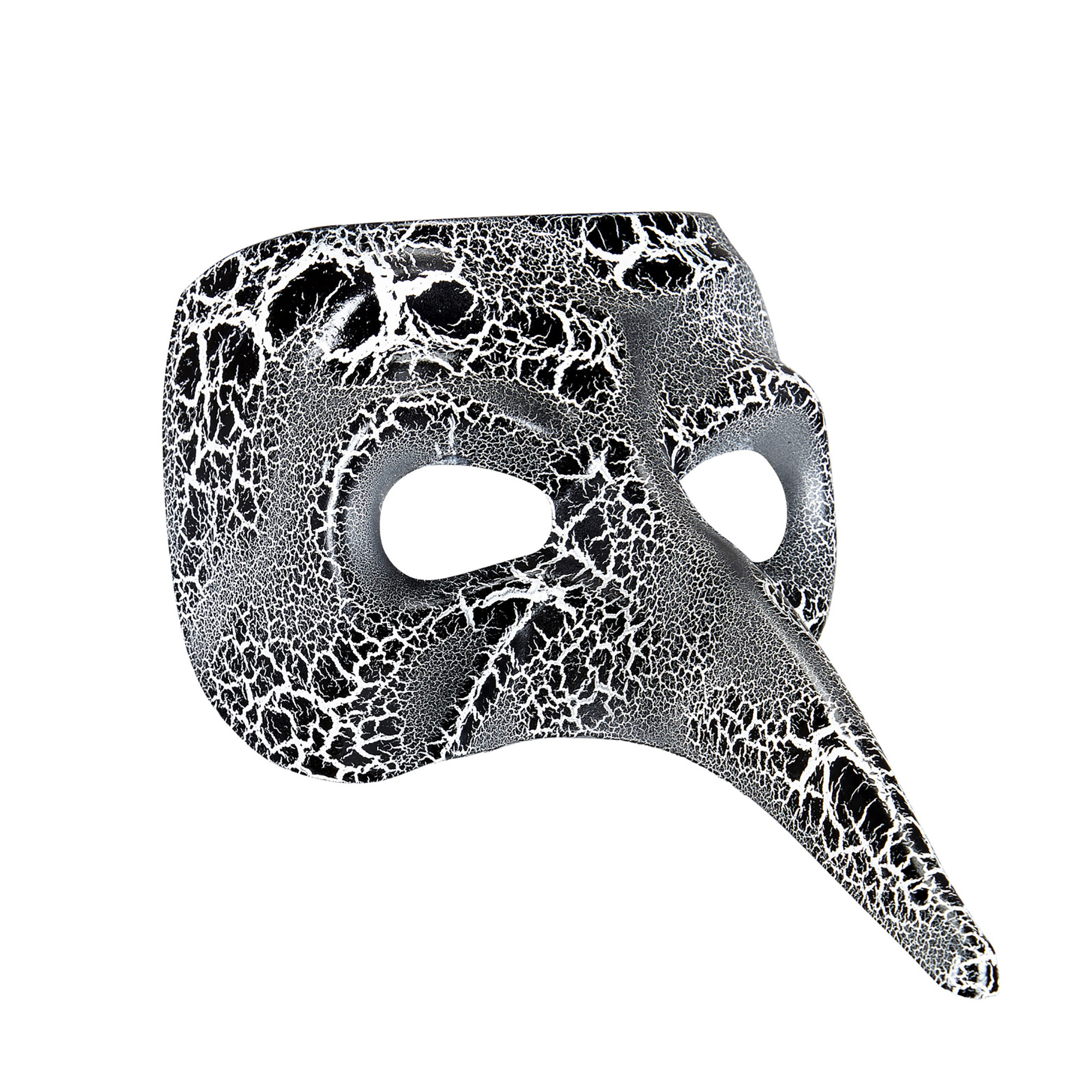 Venetiaans snavelmasker in zwart met witte nerven