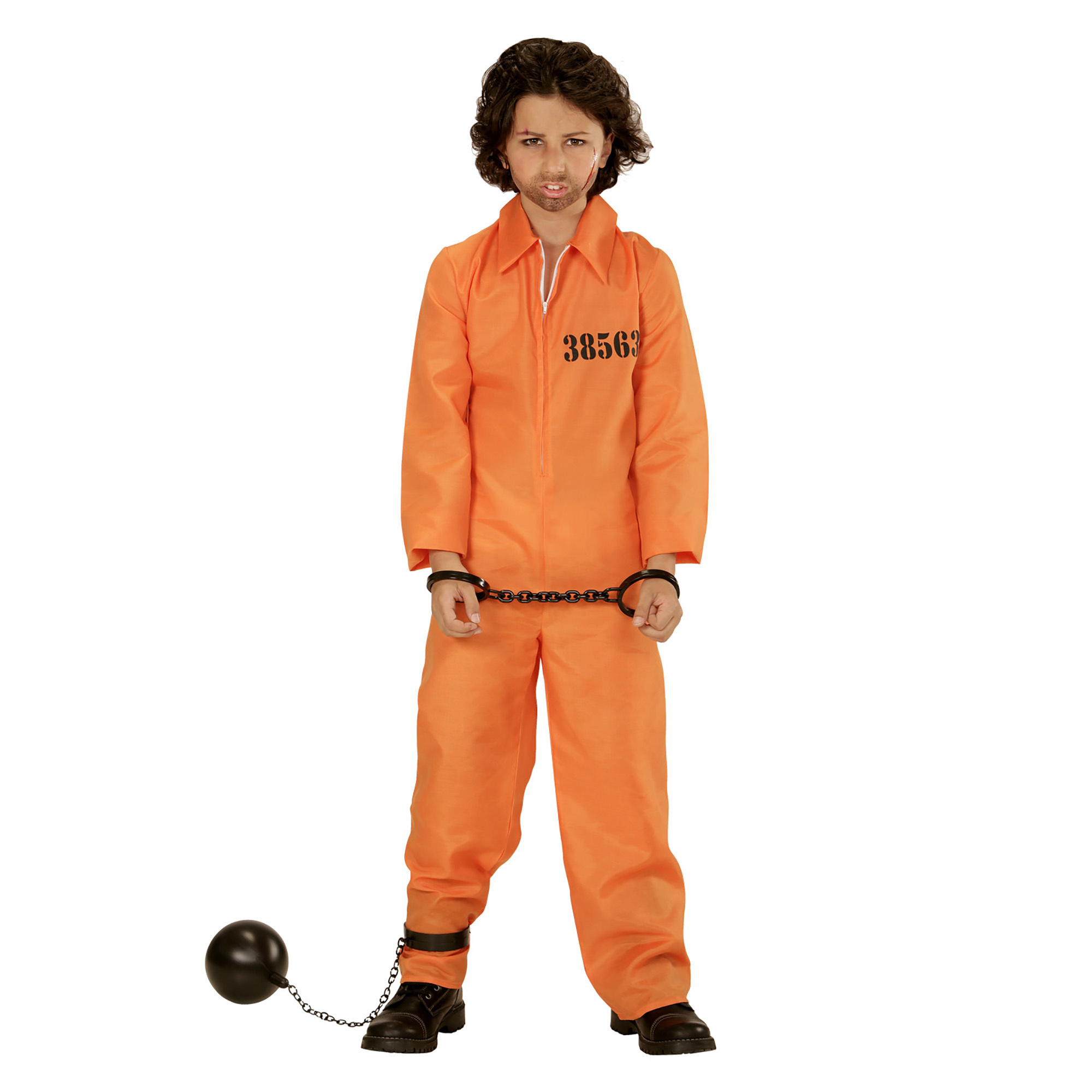 Widmann - Boef Kostuum - Gevangene - Jongen - oranje - Maat 158 - Carnavalskleding - Verkleedkleding