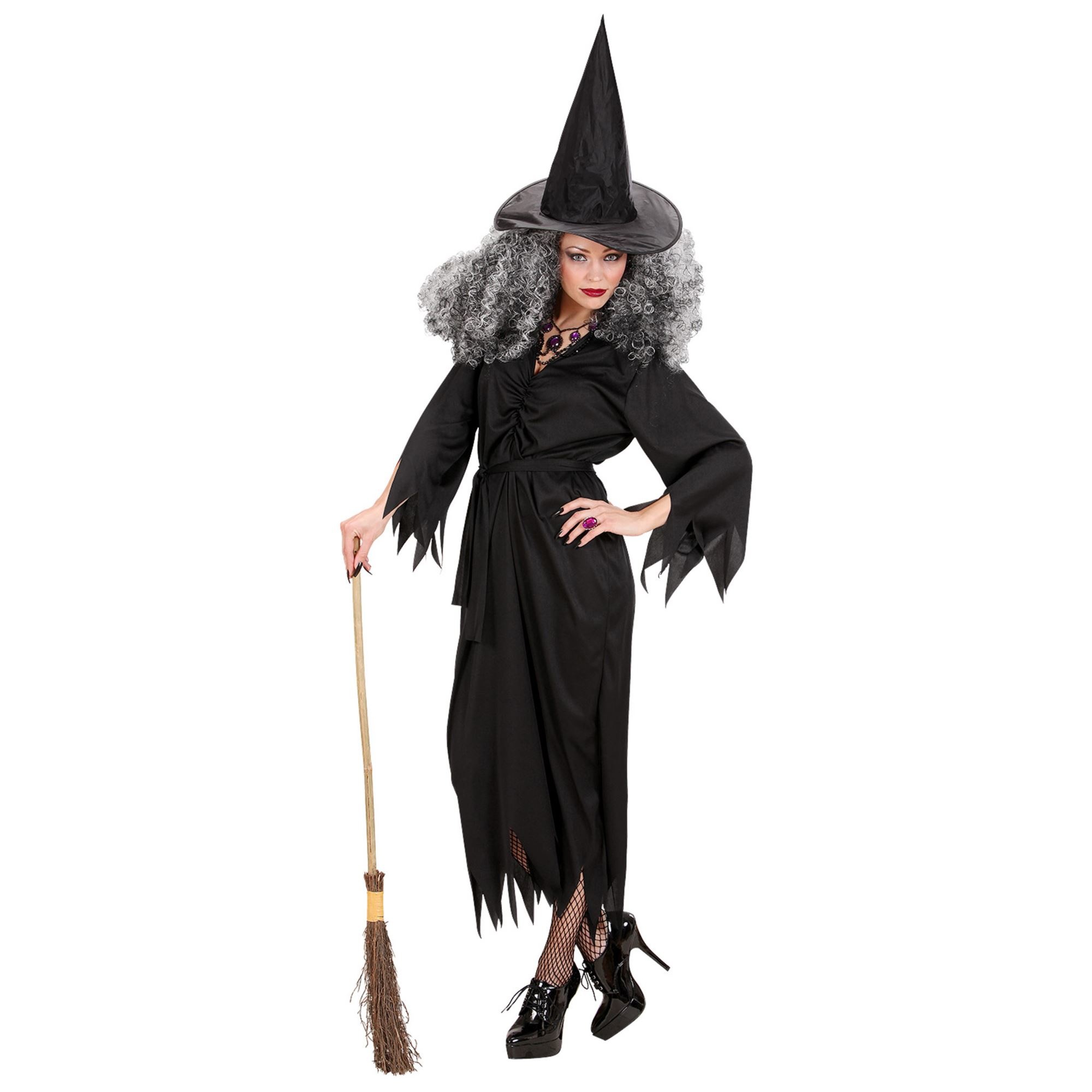 Widmann - Heks & Spider Lady & Voodoo & Duistere Religie Kostuum - Theatrale Zwarte Heks Kostuum Vrouw - zwart - Large - Halloween - Verkleedkleding