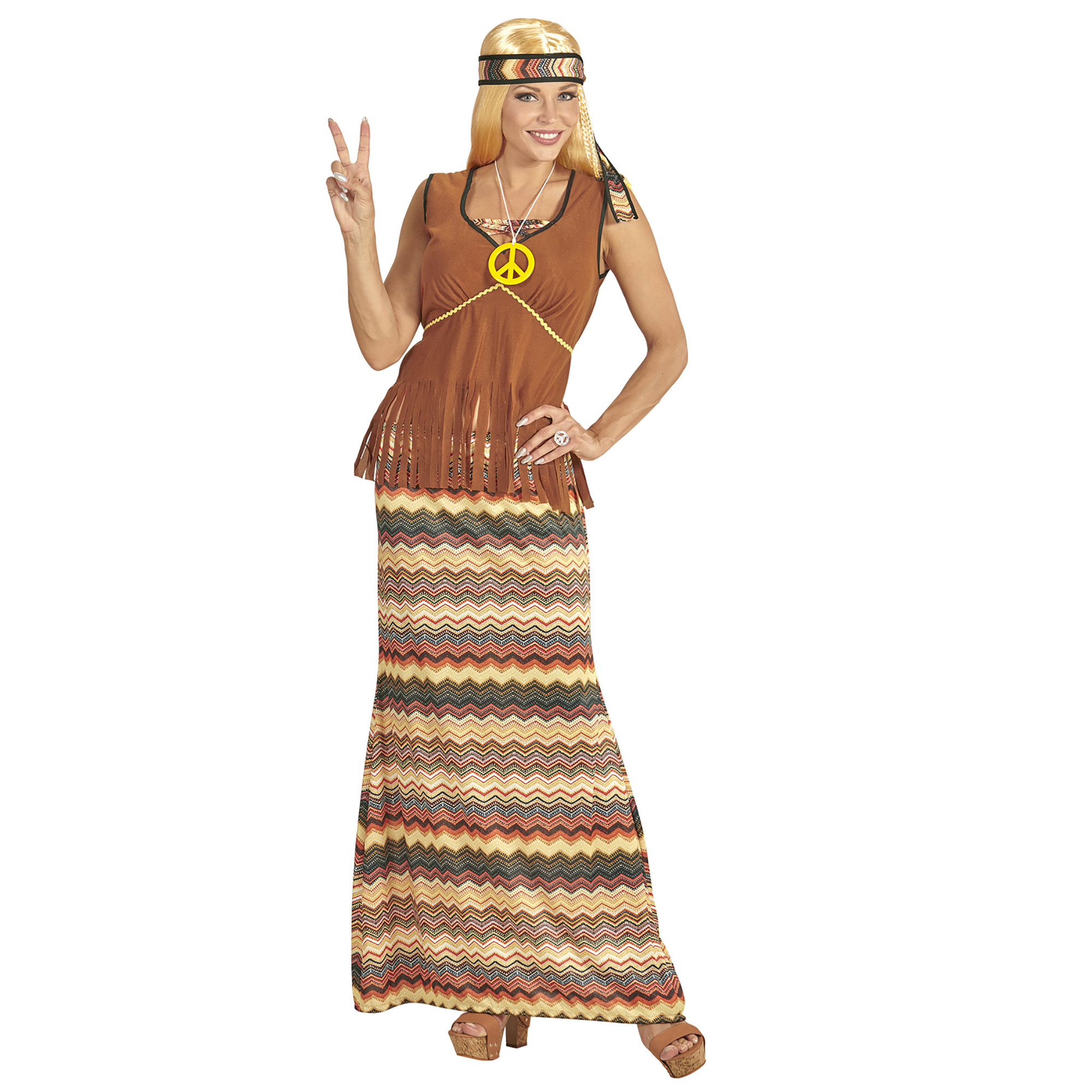 Lang hippie kostuum voor vrouwen - Verkleedkleding - Maat XL