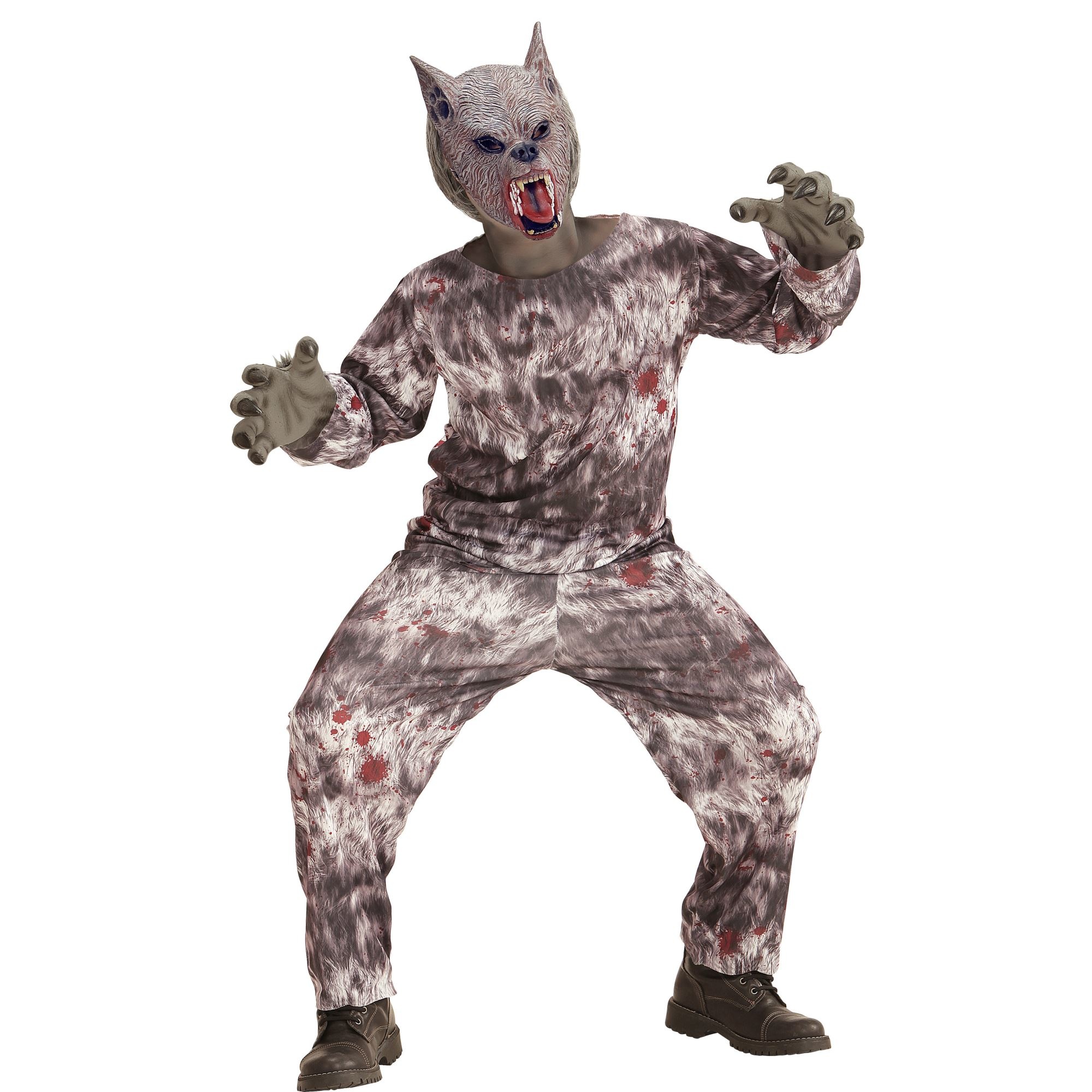 WIDMANN - Grijs weerwolf kostuum met masker voor kinderen - 128 (5-7 jaar)