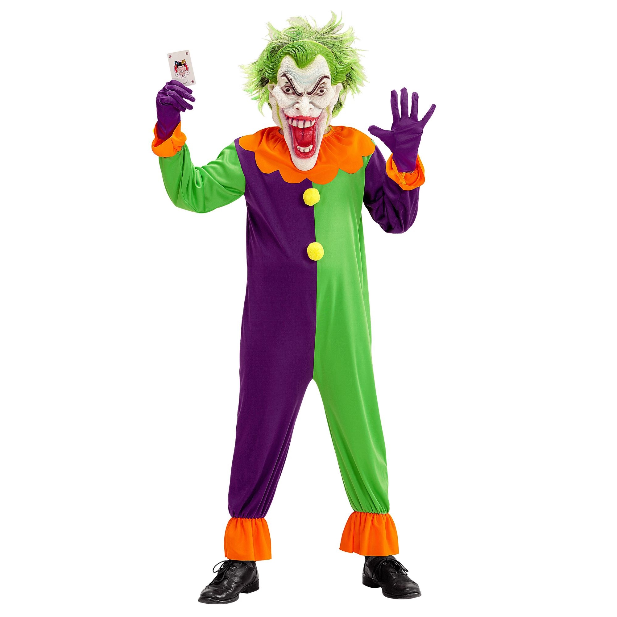 Widmann - Joker Kostuum - Evil Joker Jose - Jongen - groen,paars - Maat 128 - Carnavalskleding - Verkleedkleding