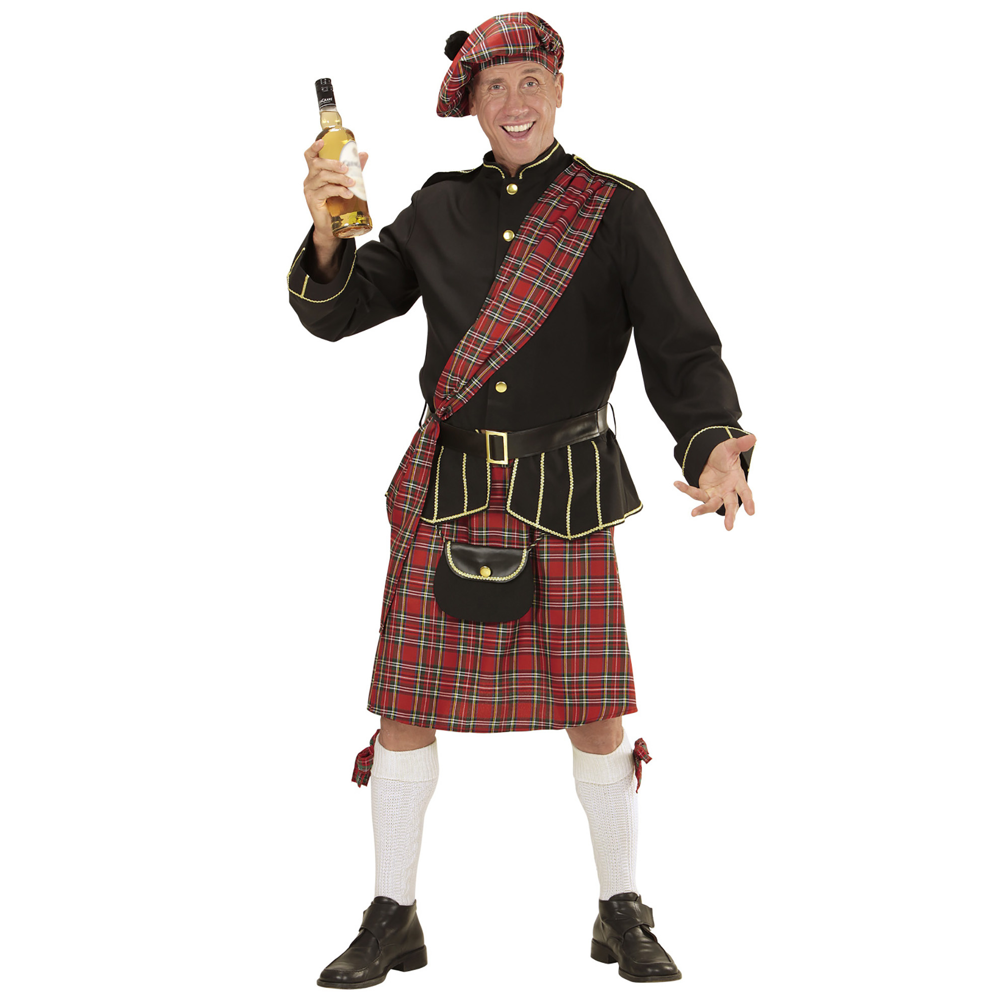 Widmann - Landen Thema Kostuum - Tartan Fella Schotse - Man - rood,zwart - Medium - Carnavalskleding - Verkleedkleding