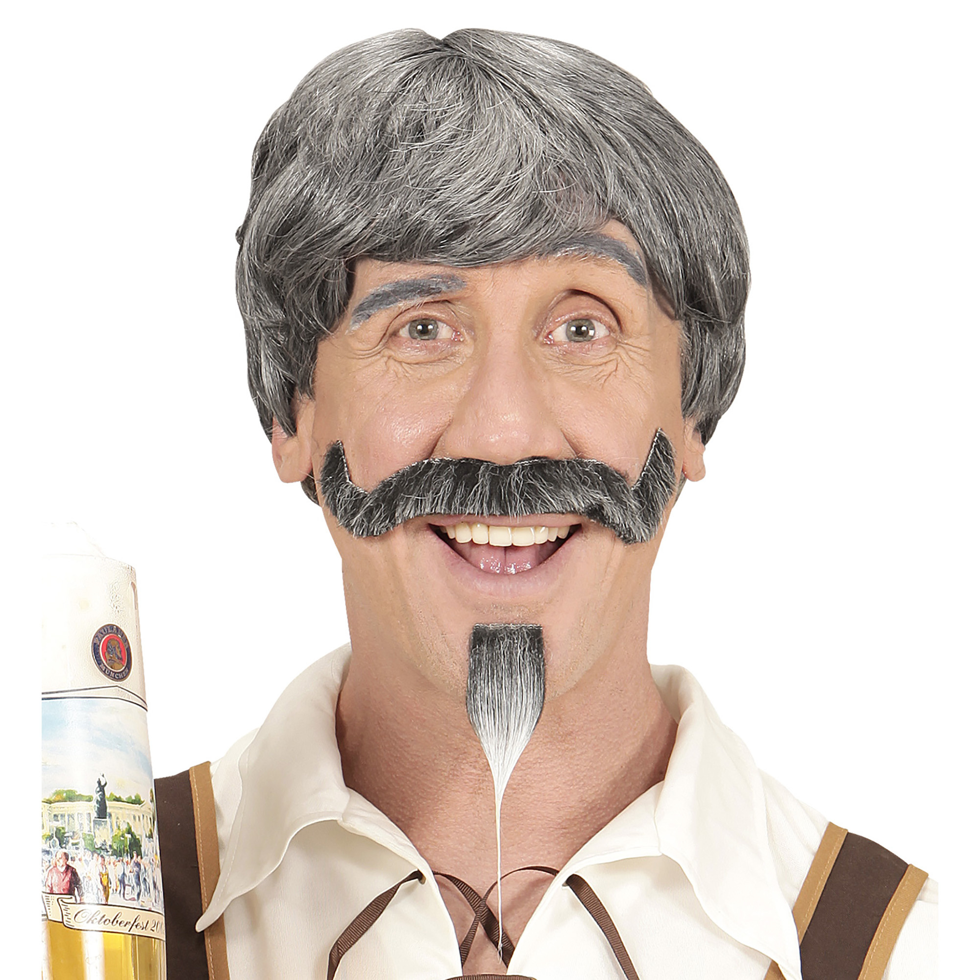Ruige pruik met snor en sik voor de Tiroler man