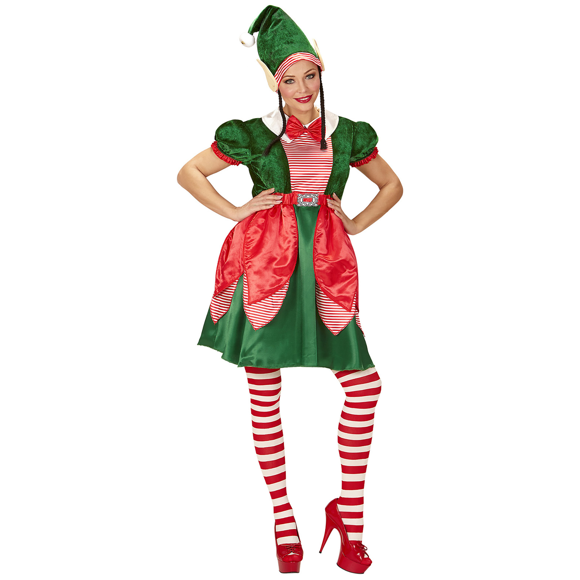 Widmann - Kerst & Oud & Nieuw Kostuum - Eerlijk Elfje Kerstman - Vrouw - groen - Large - Kerst - Verkleedkleding