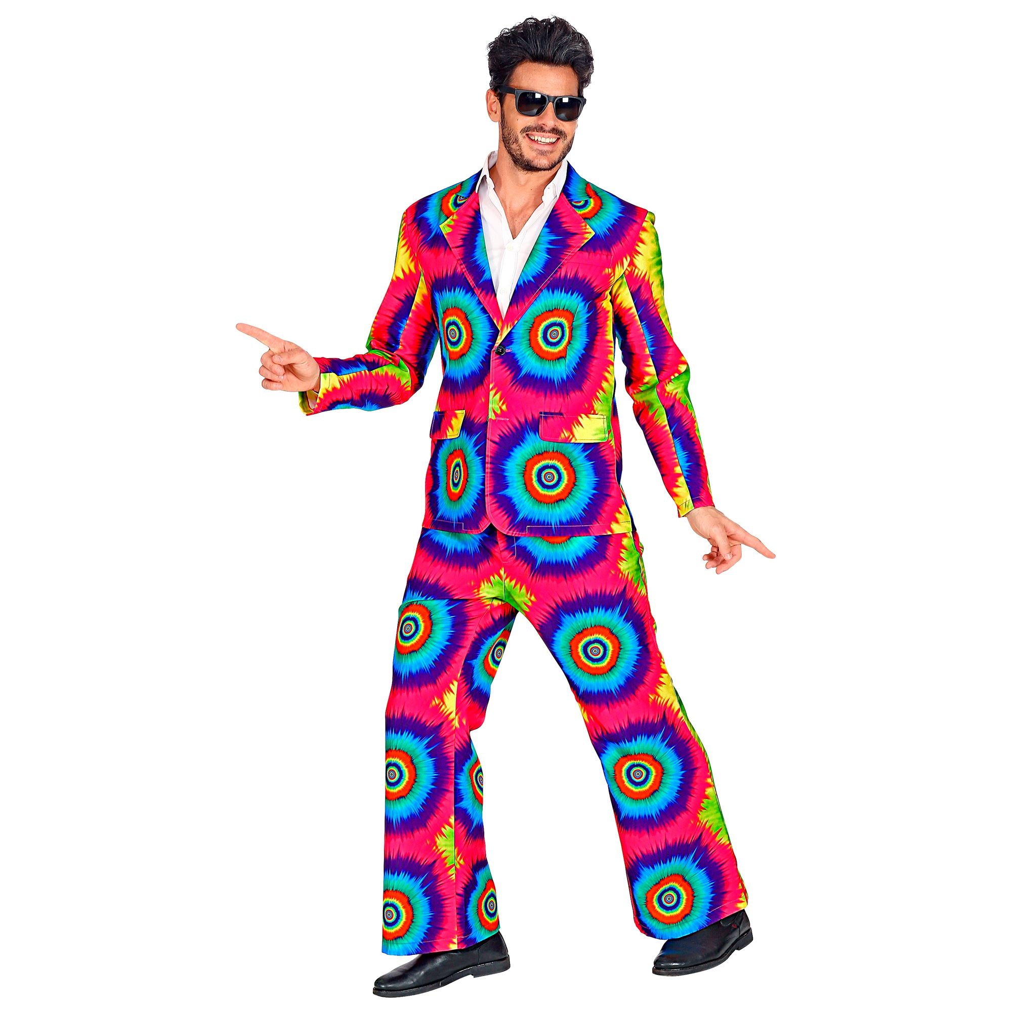 Widmann - Hippie Kostuum - Psychedelisch Tie Dye Jaren 60 - Man - multicolor - XL - Carnavalskleding - Verkleedkleding