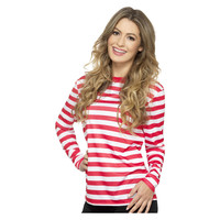 T shirt met lange mouwen in het rood wit gestreept Dorus trui dames roze wit gestreept met lange mouw super