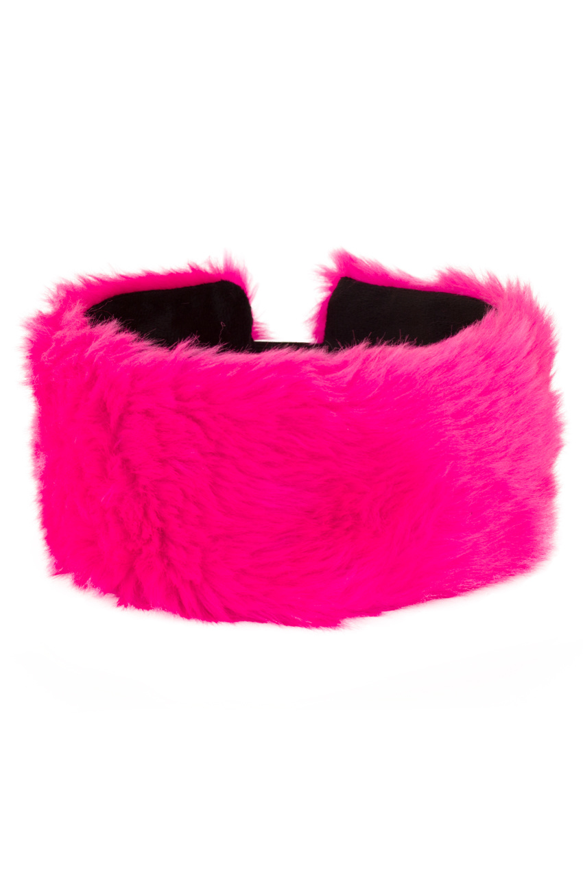 Leuke pluche hoofdband van roze nep bont