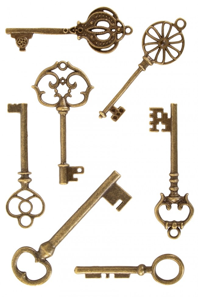 Setje van steampunk sleutels 7 ass.