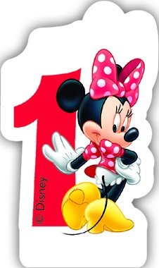 Leuke verjaardag kaars Minnie Mouse cijfer 1