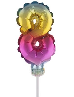Folie ballon 13 cm op stokje regenboog
