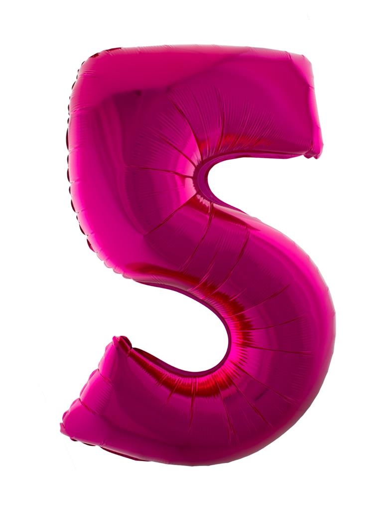 Cijferballon folie nummer 5 | Opblaascijfer 5 roze 102cm
