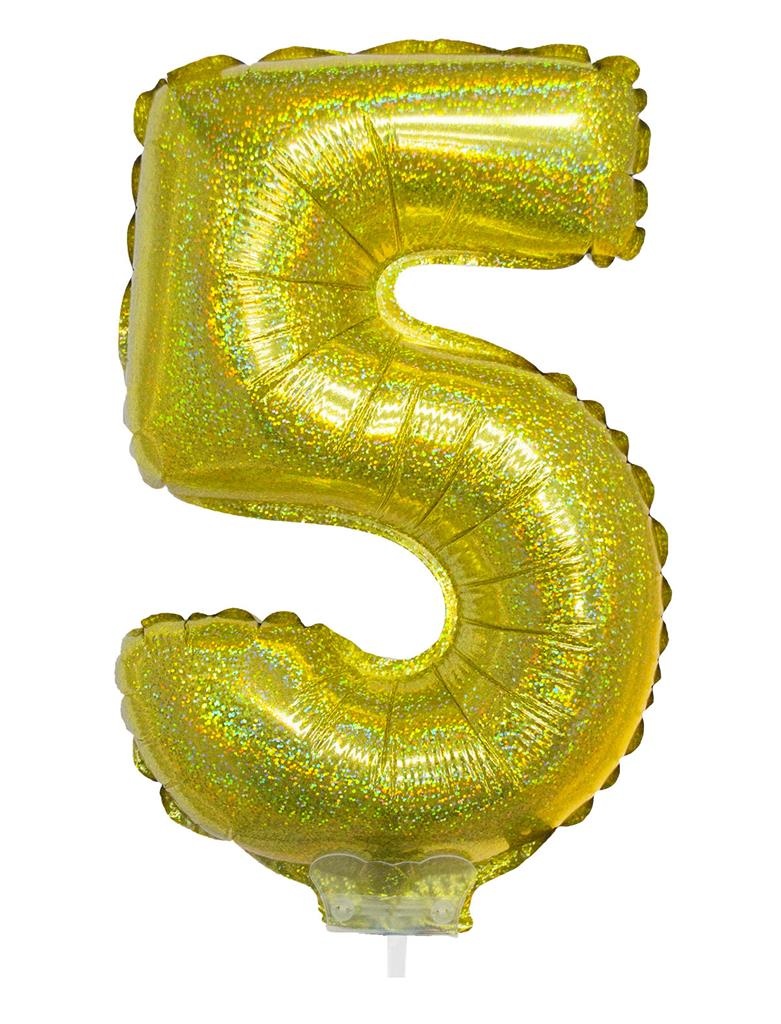 Folie ballon 41cm op stokje glitter goud