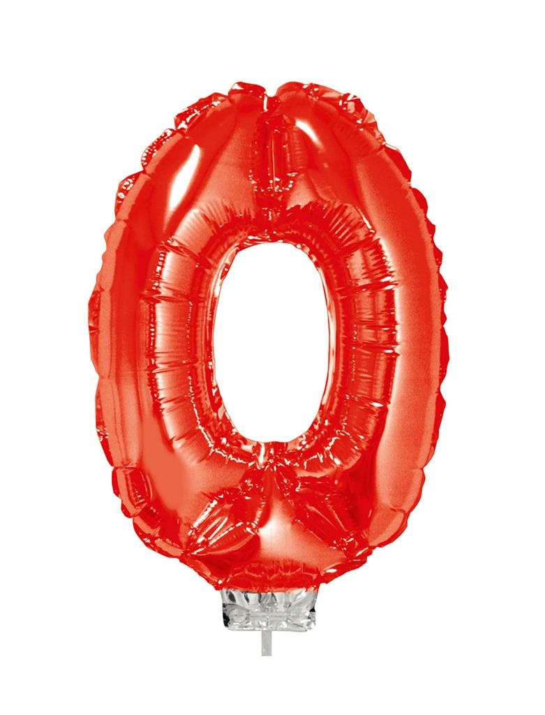 Folie ballon 41 cm op stokje rood