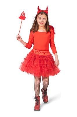 Funny Fashion - Dans & Entertainment Kostuum - Duivelse Rode Tule Petticoat Meisje - rood - One Size - Halloween - Verkleedkleding