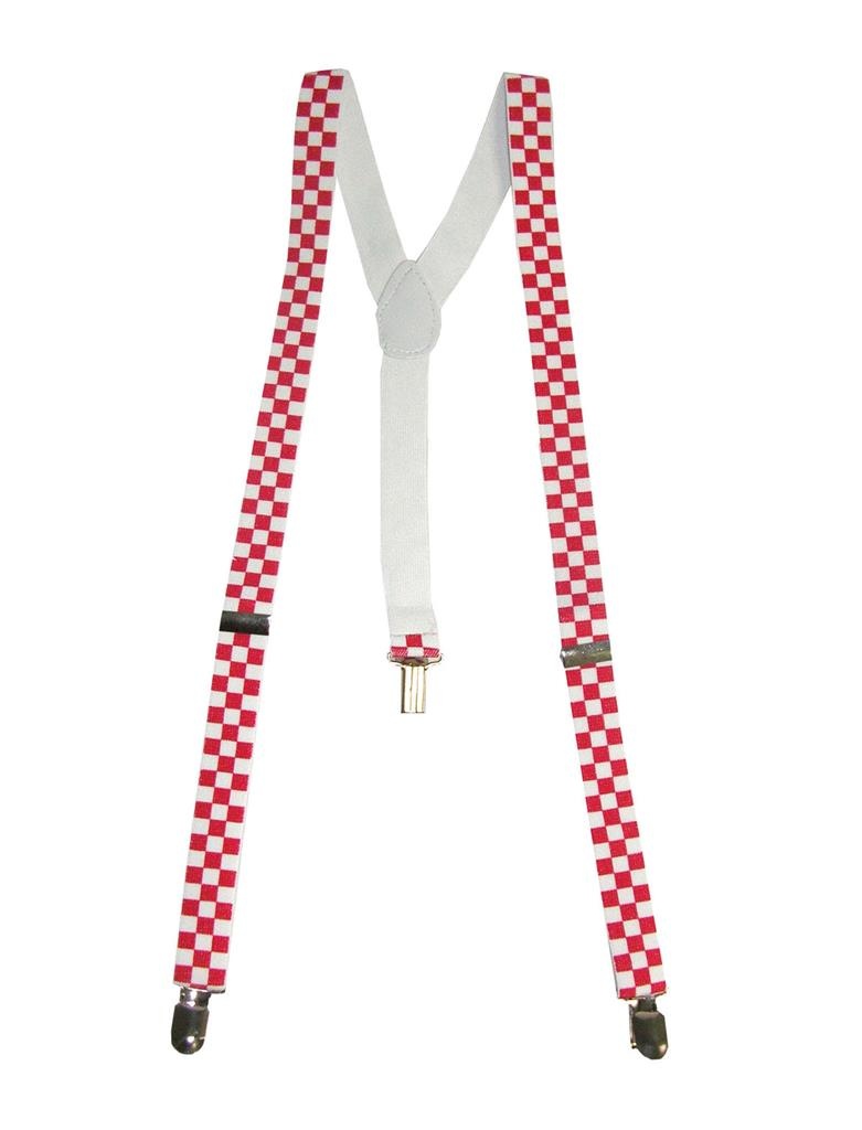 Mooie geblokte bretels in rood wit