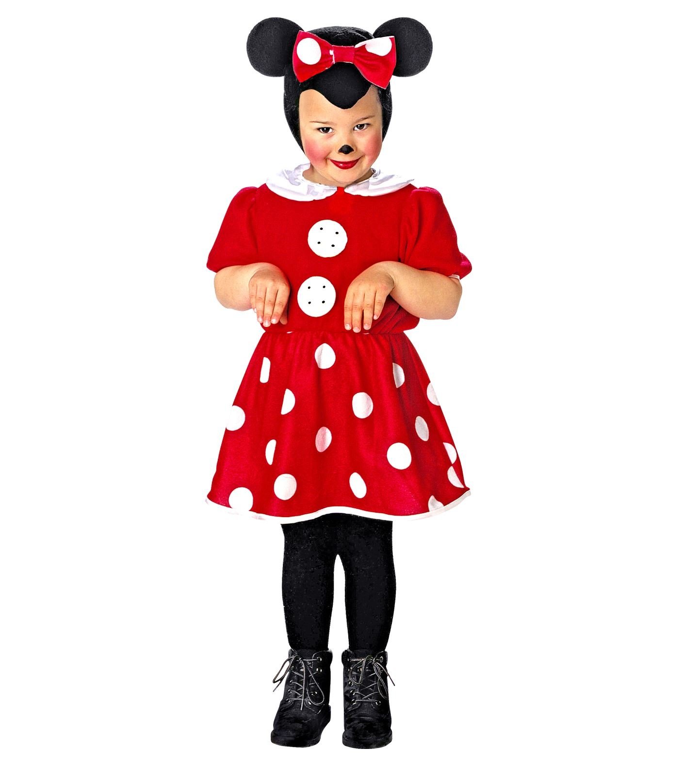 Widmann - Mickey & Minnie Mouse Kostuum - Beroemde Tekenfilm Muis Minnie - Meisje - rood,wit / beige - Maat 104 - Carnavalskleding - Verkleedkleding