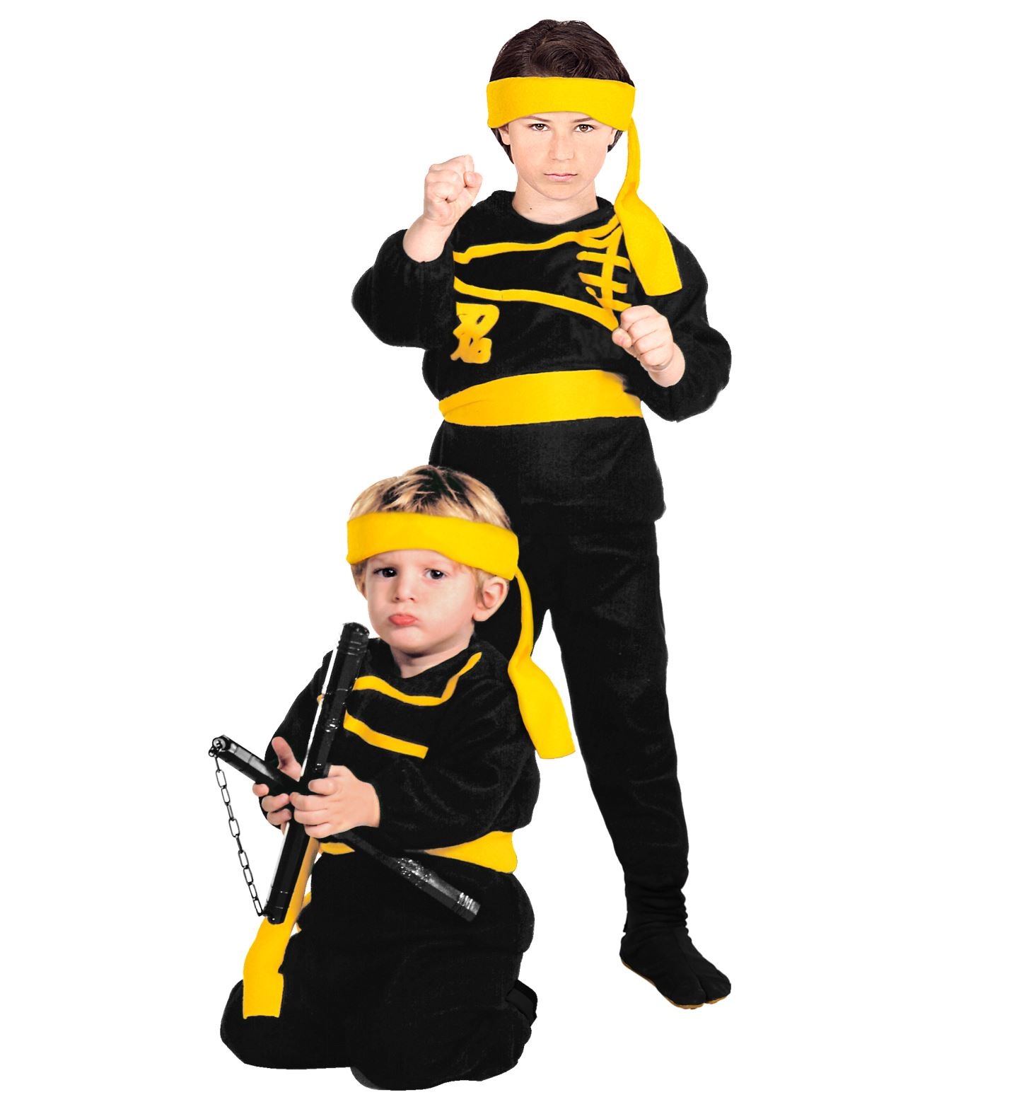 Widmann - Ninja & Samurai Kostuum - Stil Als De Nacht Hard Als Staal Ninja Kind Kostuum - geel,zwart - Maat 104 - Carnavalskleding - Verkleedkleding