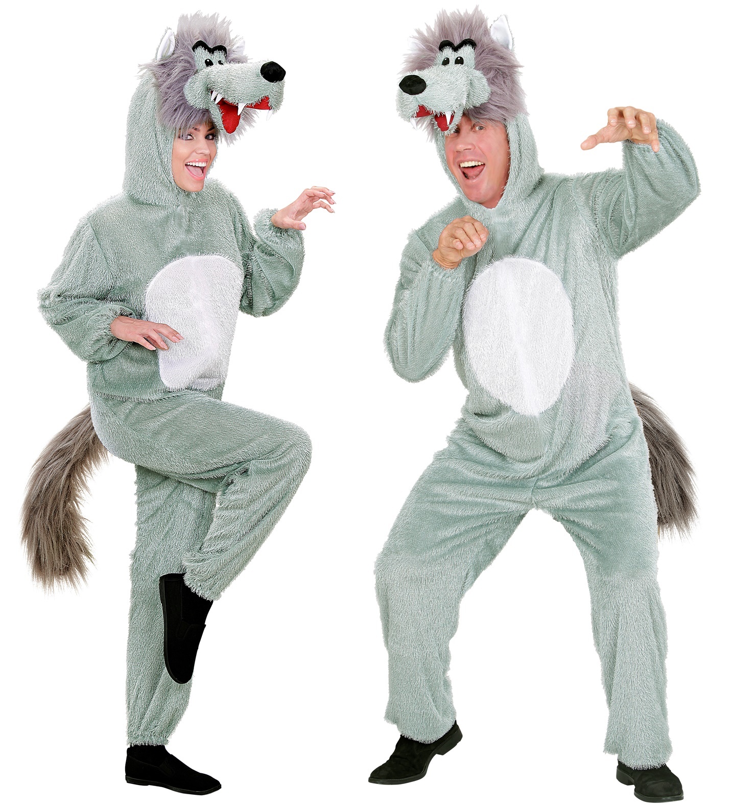 Wolf & Vos Kostuum | Full-Body Pluche Wolf | Volwassen | Medium | Halloween | Verkleedkleding