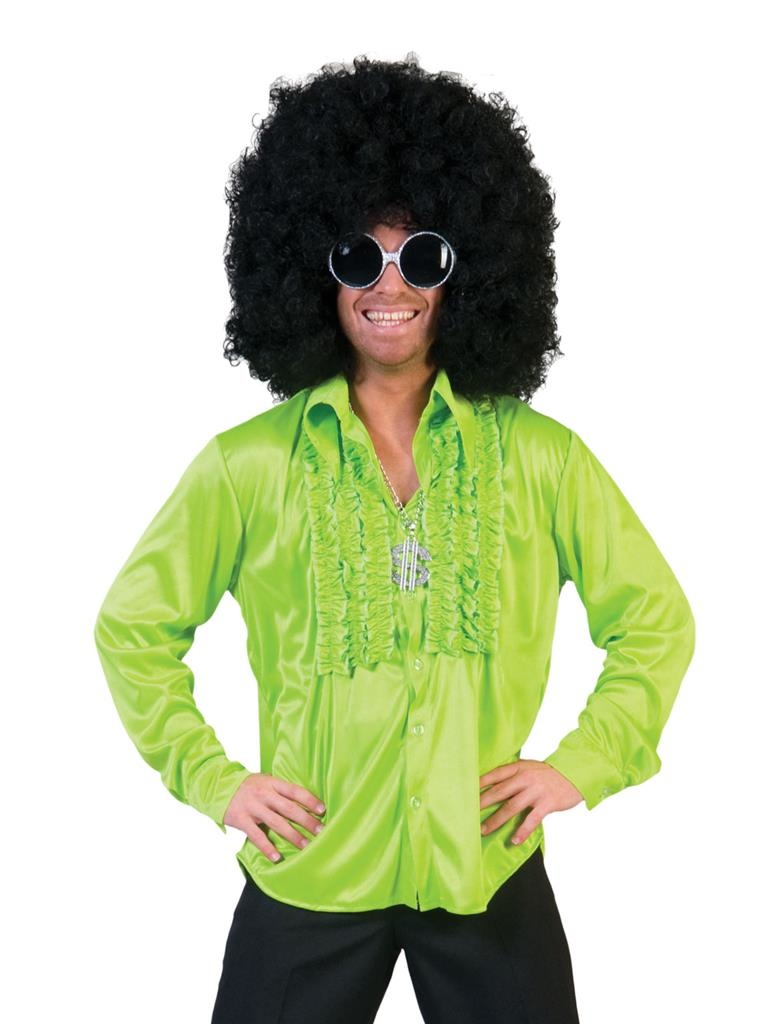Funny Fashion - Jaren 80 & 90 Kostuum - Zaterdag Disco Hemd Groen Man - groen - Maat 52-54 - Carnavalskleding - Verkleedkleding