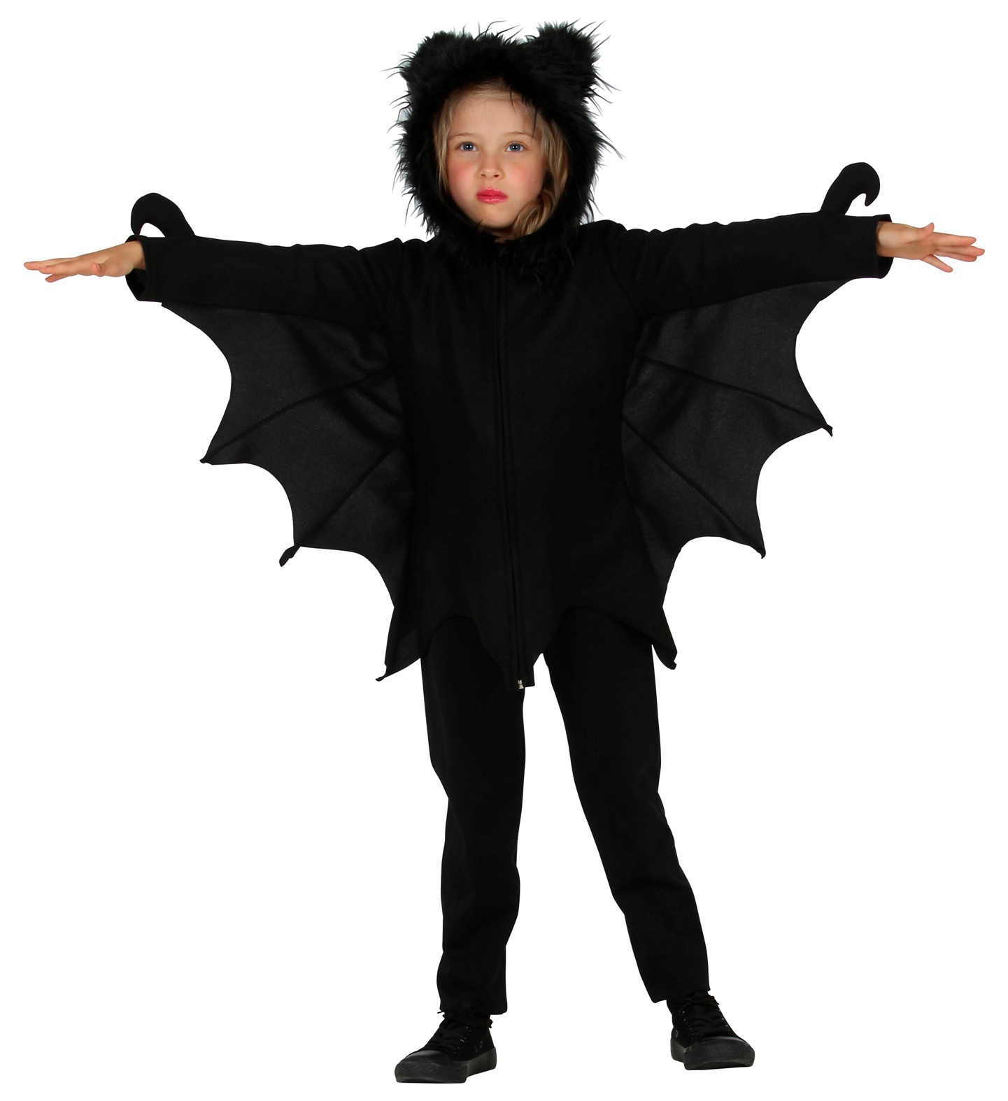 Widmann - Vleermuis Kostuum - Fladder In De Nacht Vleermuis Kind Kostuum - Zwart - Maat 128 - Halloween - Verkleedkleding
