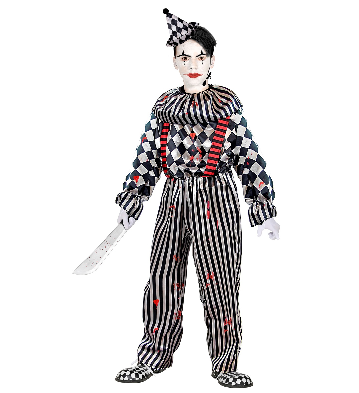 Widmann - Monster & Griezel Kostuum - Op Zoek Naar Bloed Enge Clown Kind Kostuum - - Maat 140 - Halloween - Verkleedkleding