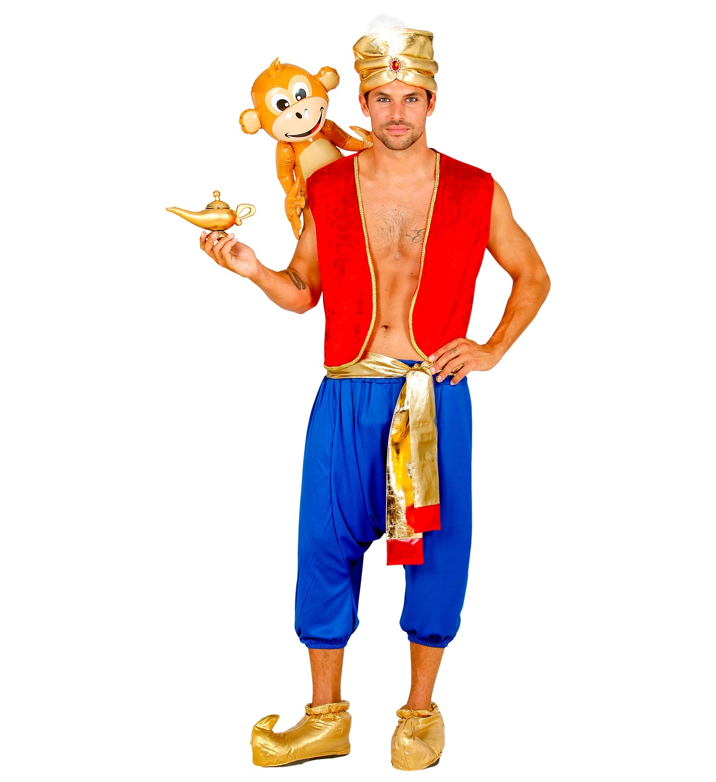 Widmann - Aladdin Kostuum - Aladdin Prins Van Agrabah - Man - Blauw, Rood, Goud - XXL - Carnavalskleding - Verkleedkleding