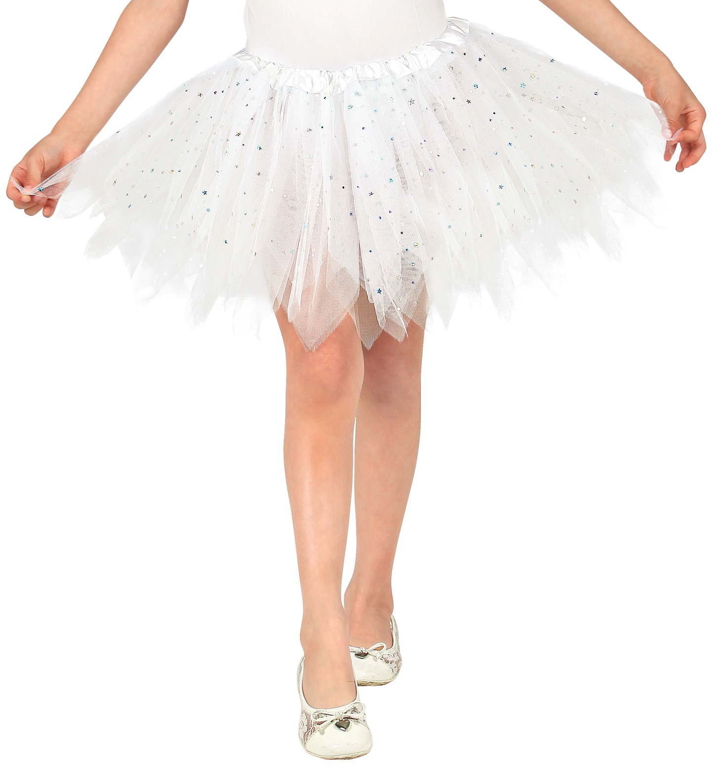 Widmann - Dans & Entertainment Kostuum - Tutu Sterrenstof 30 Centimeter Meisje - wit / beige - One Size - Carnavalskleding - Verkleedkleding