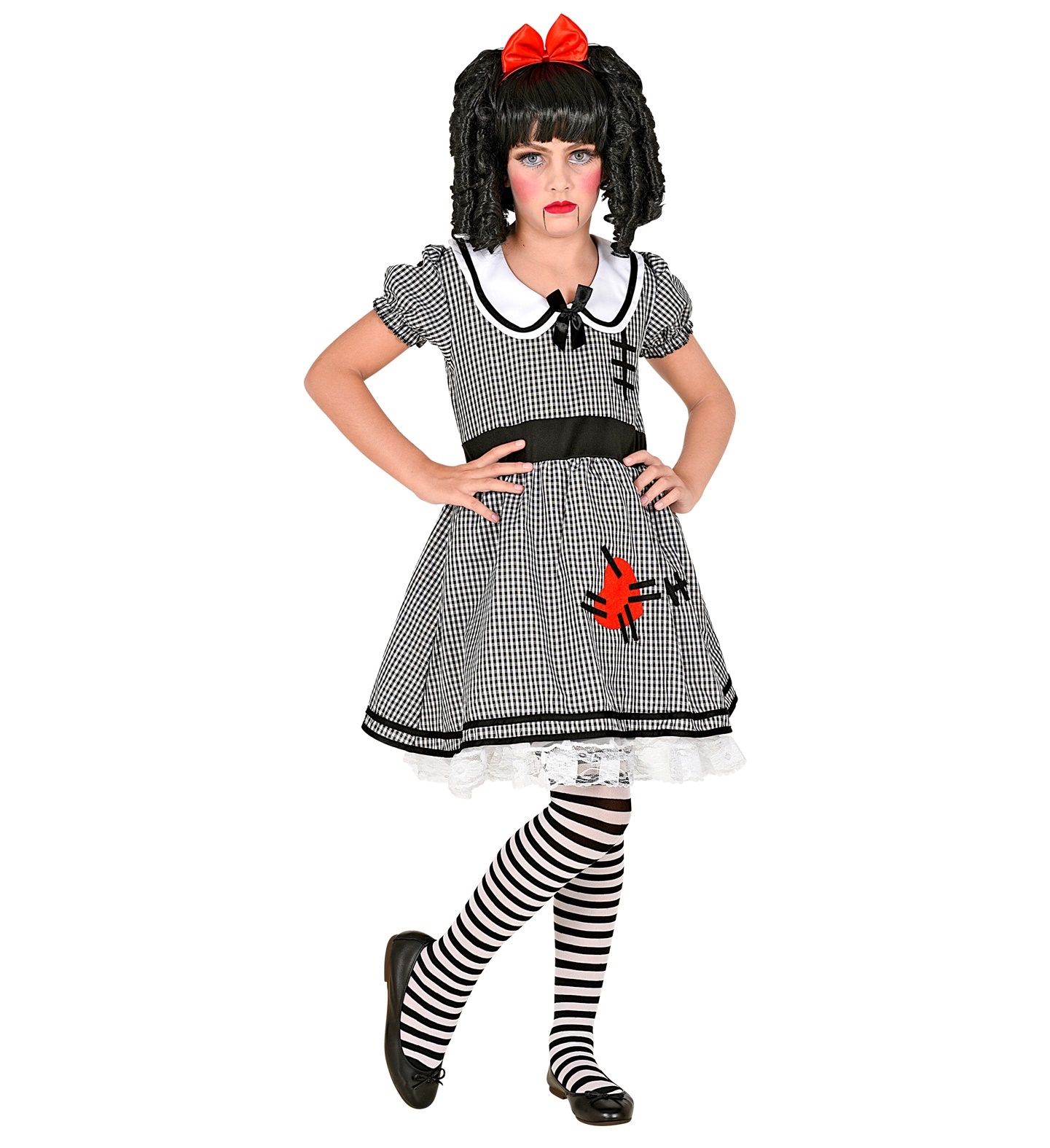 Widmann - Pop kostuum Kostuum - Lugubere Speel Pop Dora - Meisje - - Maat 128 - Halloween - Verkleedkleding
