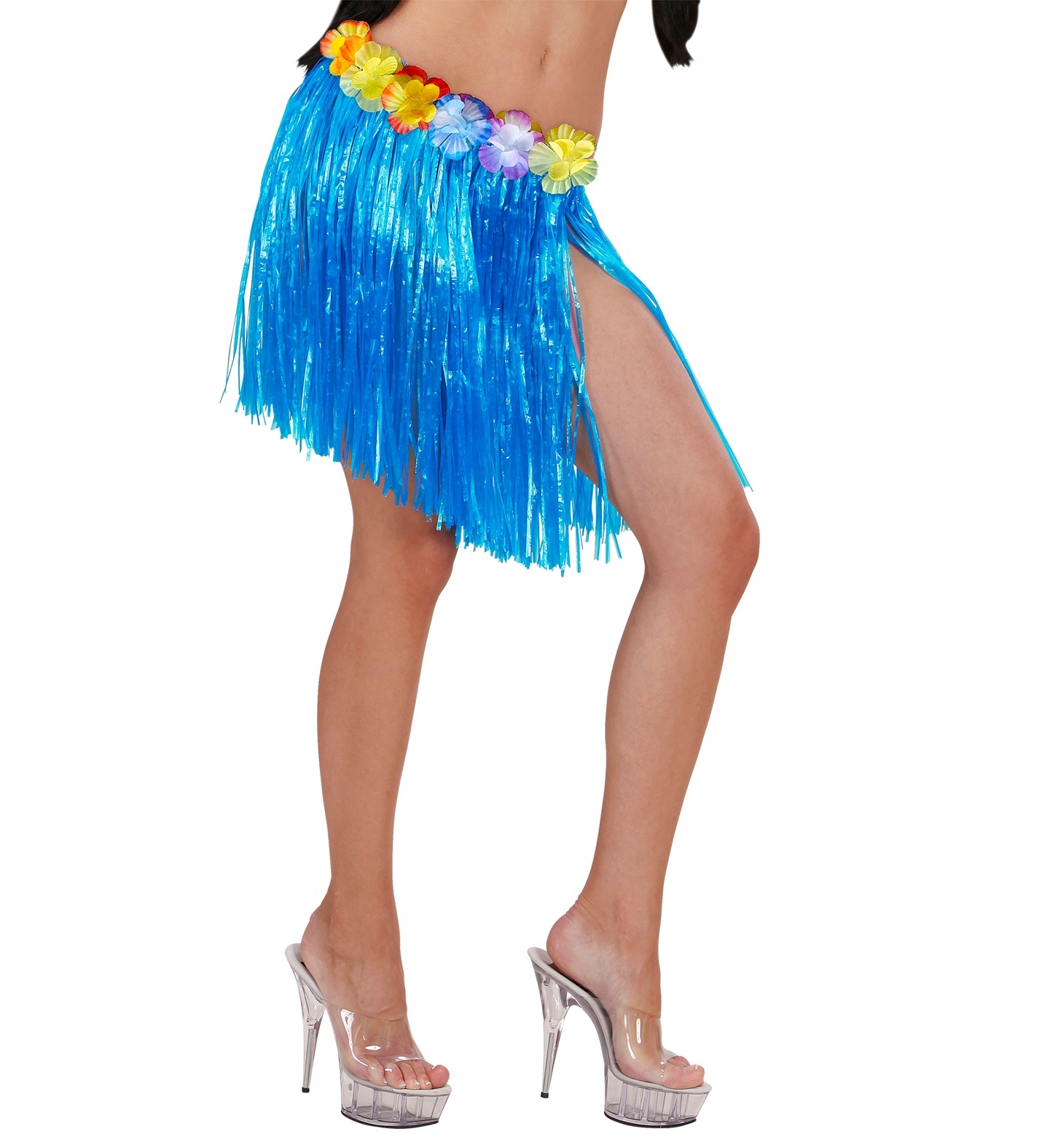 Widmann - Hawaii & Carribean & Tropisch Kostuum - Leilana Mini Hawairokje 45 Centimeter Blauw Vrouw - blauw - One Size - Carnavalskleding - Verkleedkleding