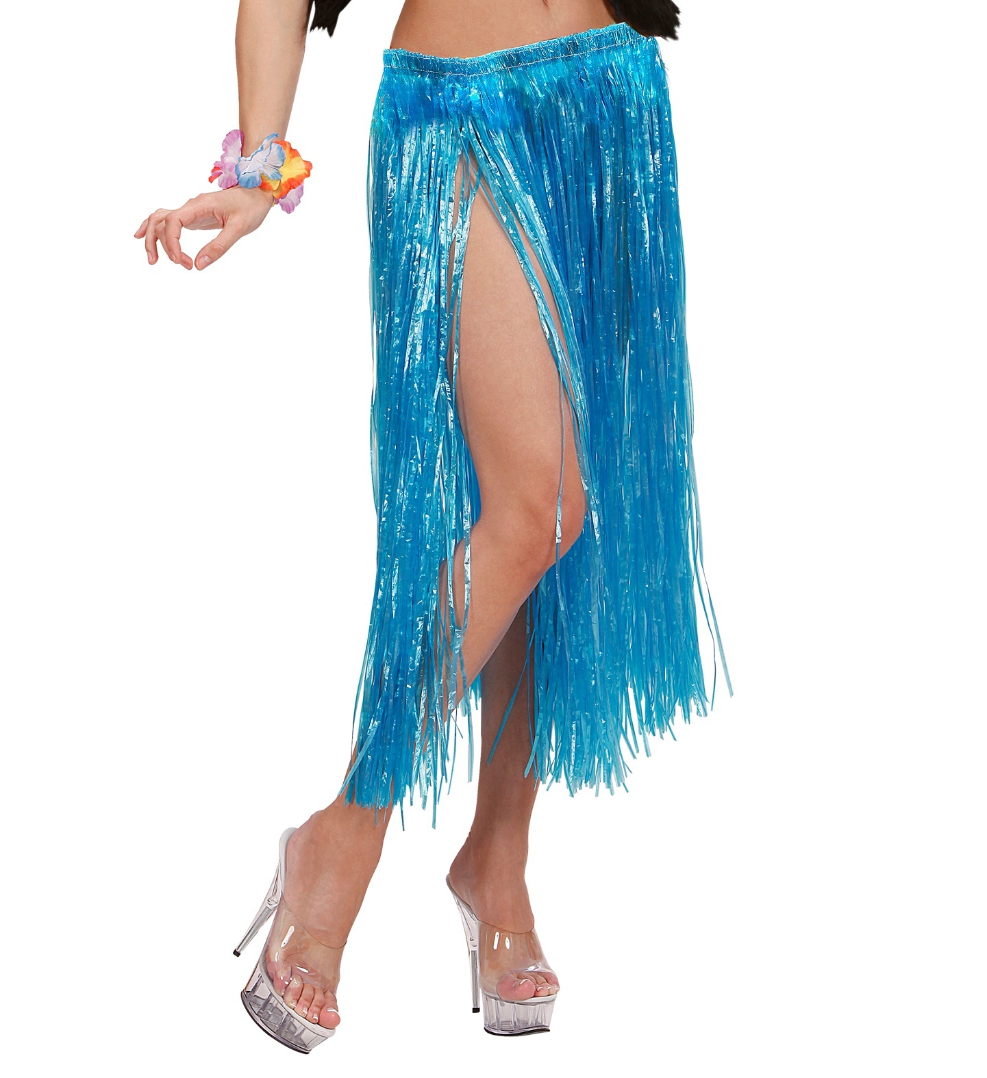 Widmann - Hawaii & Carribean & Tropisch Kostuum - Kalia Hawaiirok 75 Centimeter, Blauw Vrouw - blauw - One Size - Carnavalskleding - Verkleedkleding