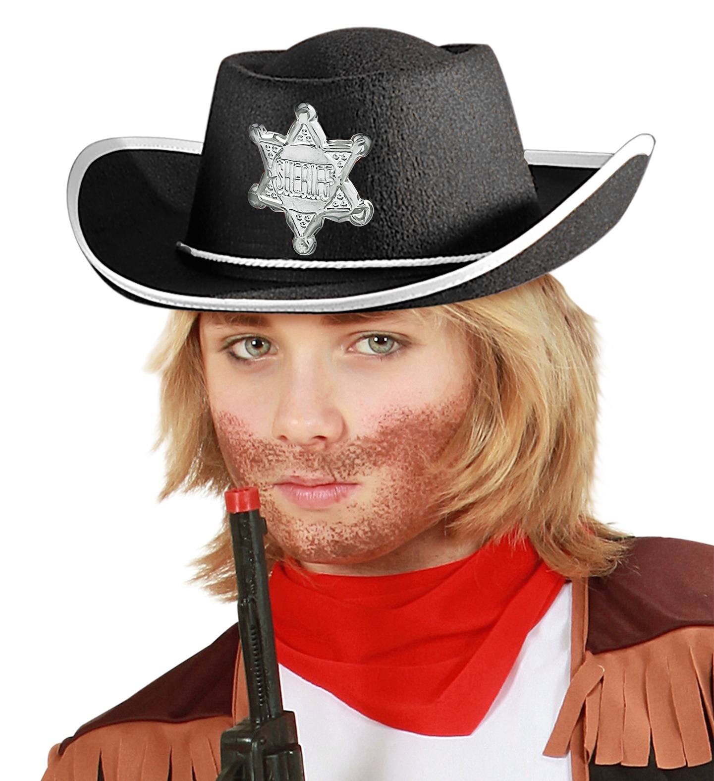 Widmann - Sheriff Kostuum - Sheriff Billy The Kid Cowboyhoed Kind Zwart - zwart - Carnavalskleding - Verkleedkleding