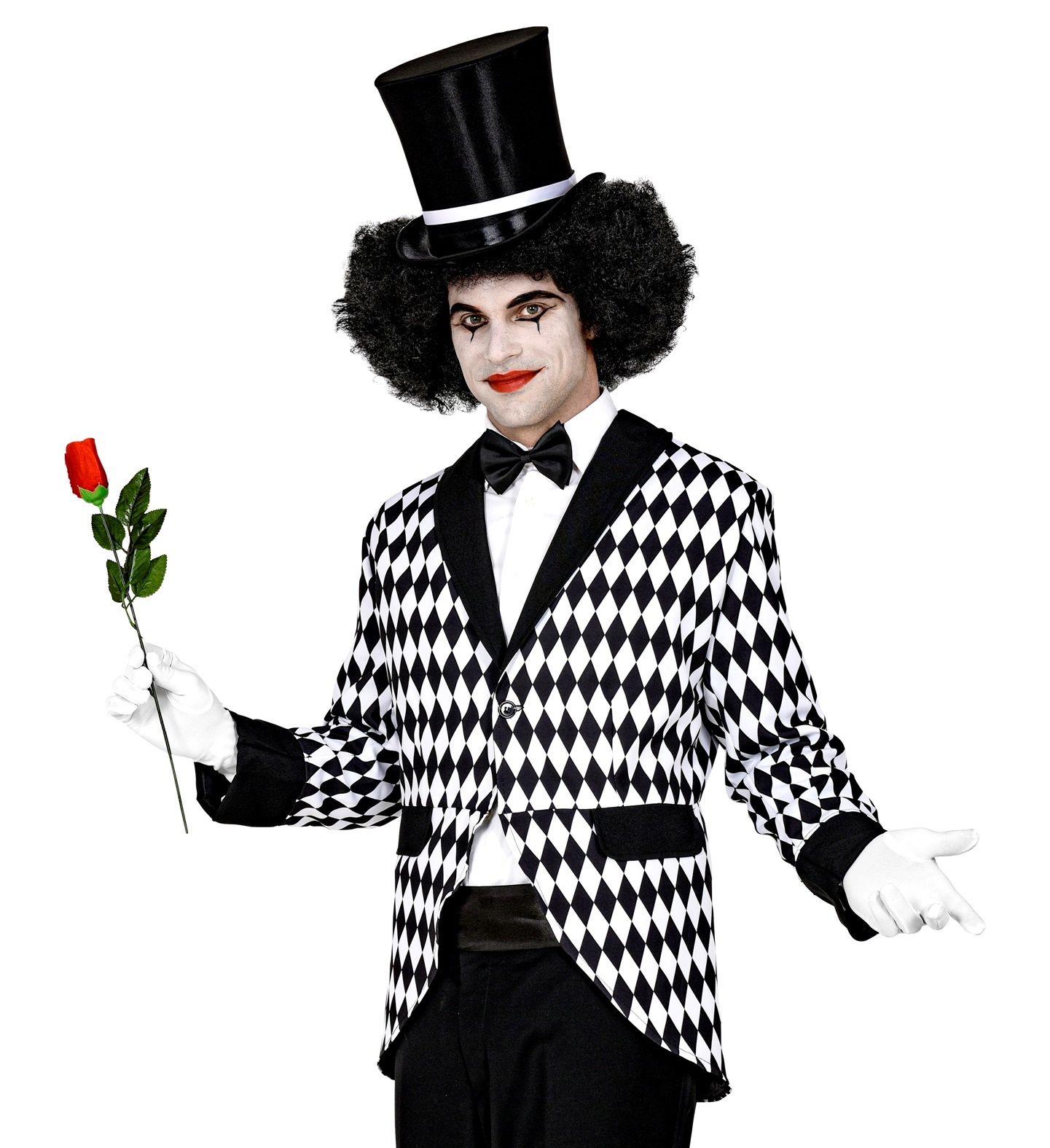 Widmann - Harlequin Kostuum - Eenzame Mime Clown Zwart Wit Man - - XL - Carnavalskleding - Verkleedkleding