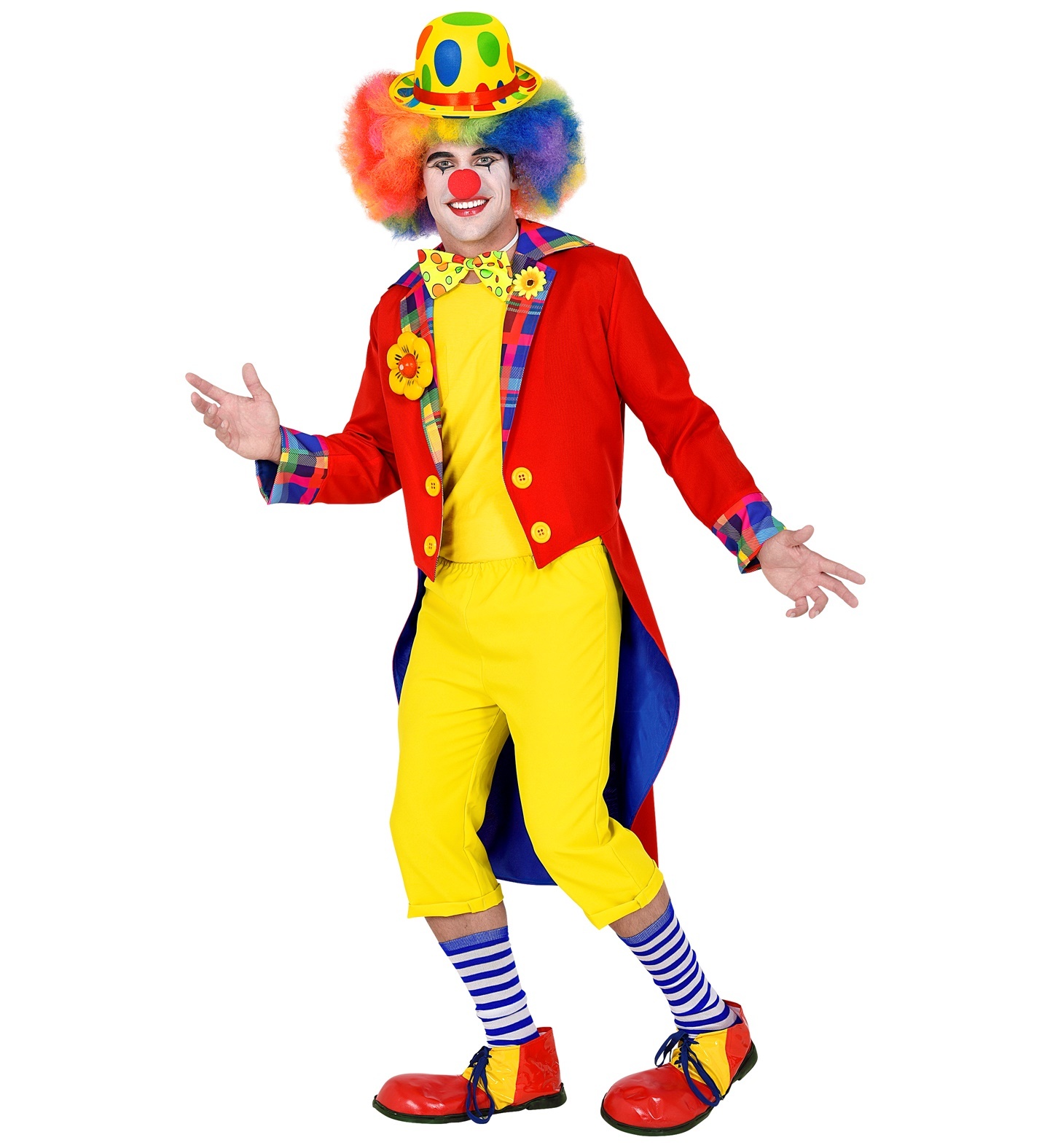 Widmann - Clown & Nar Kostuum - Jas Met Een Lach Clown Slipjas Rood Man - rood - Small - Carnavalskleding - Verkleedkleding