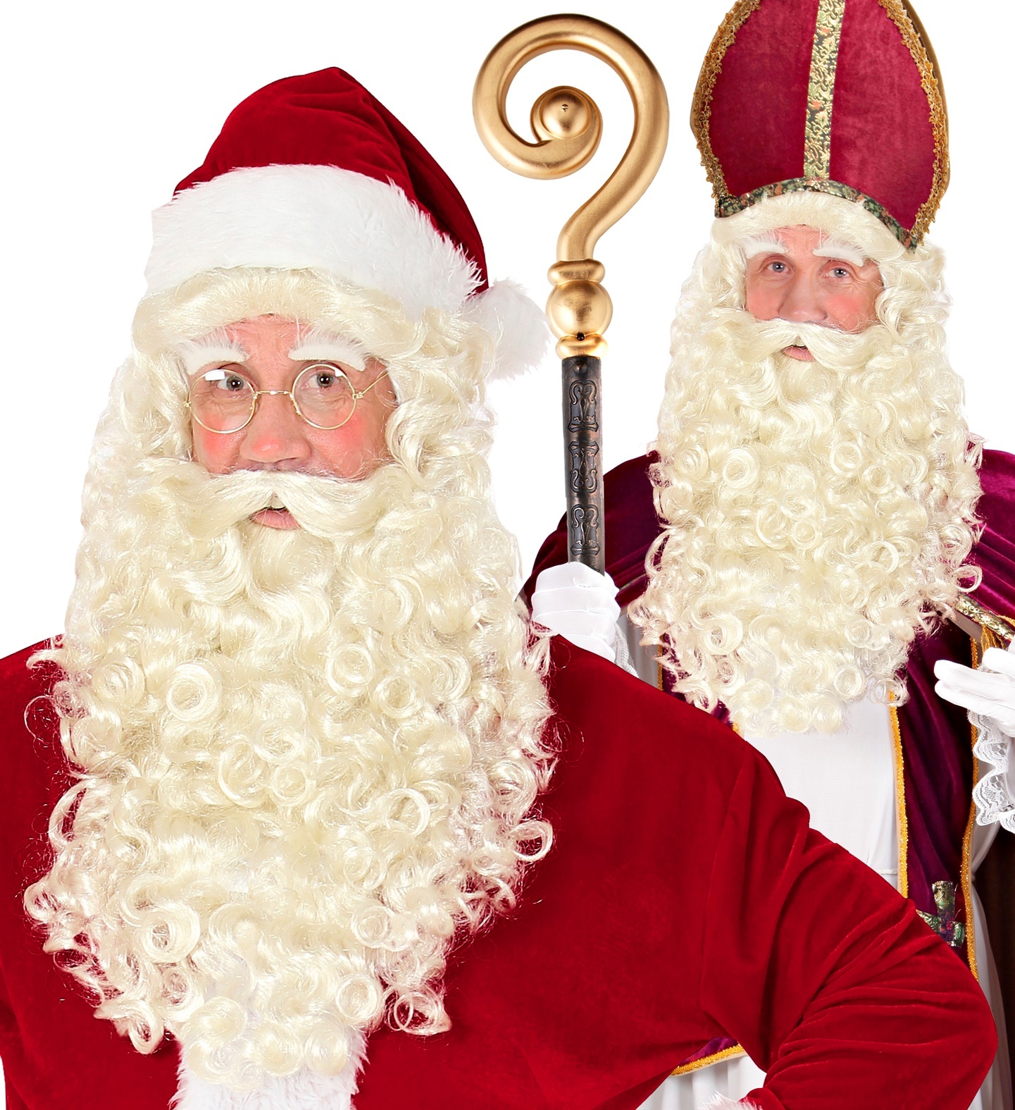 Sinterklaas - Kerstman baardstel - Pruik , baard ,snor en wenkbrauwen