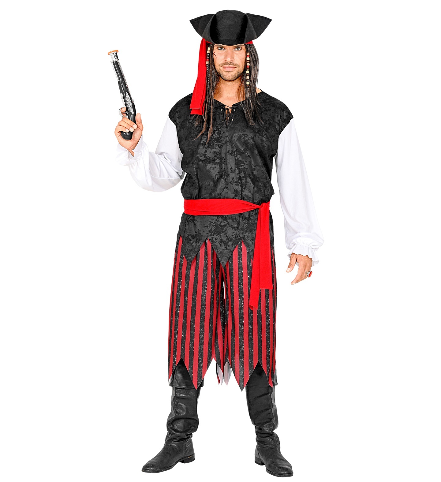 Widmann - Piraat & Viking Kostuum - Weergaloze Pieter Piraat - Man - rood,zwart - XXL - Carnavalskleding - Verkleedkleding