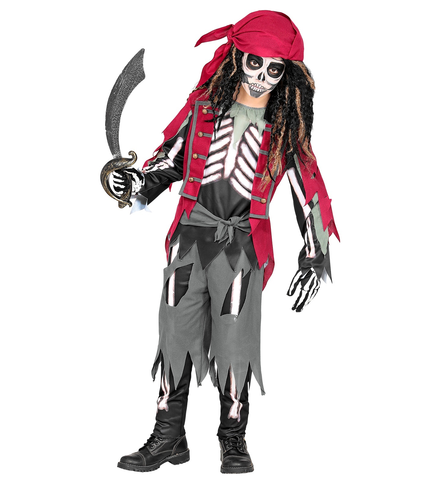 Widmann - Piraat & Viking Kostuum - Uitgemergelde Piraat Scheurbuik - Jongen - Paars, Grijs - Maat 116 - Halloween - Verkleedkleding