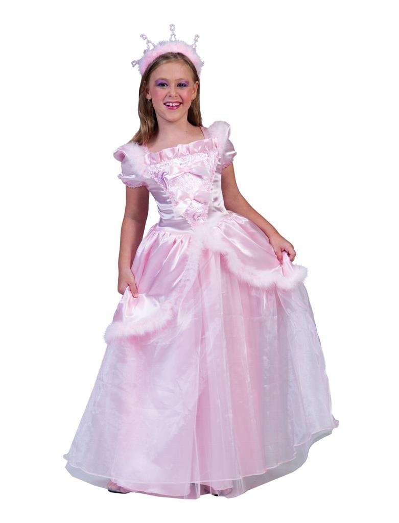 Funny Fashion - Koning Prins & Adel Kostuum - Roze Sprookjes Prinses Suikerspin Jurk Meisje - roze - Maat 116 - Carnavalskleding - Verkleedkleding