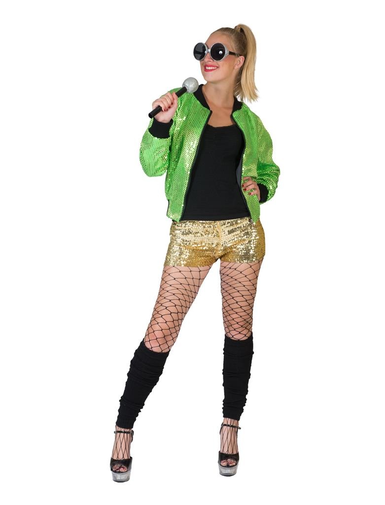 Funny Fashion - Jaren 80 & 90 Kostuum - Gouden Hotpants Vrouw - goud - One Size - Carnavalskleding - Verkleedkleding