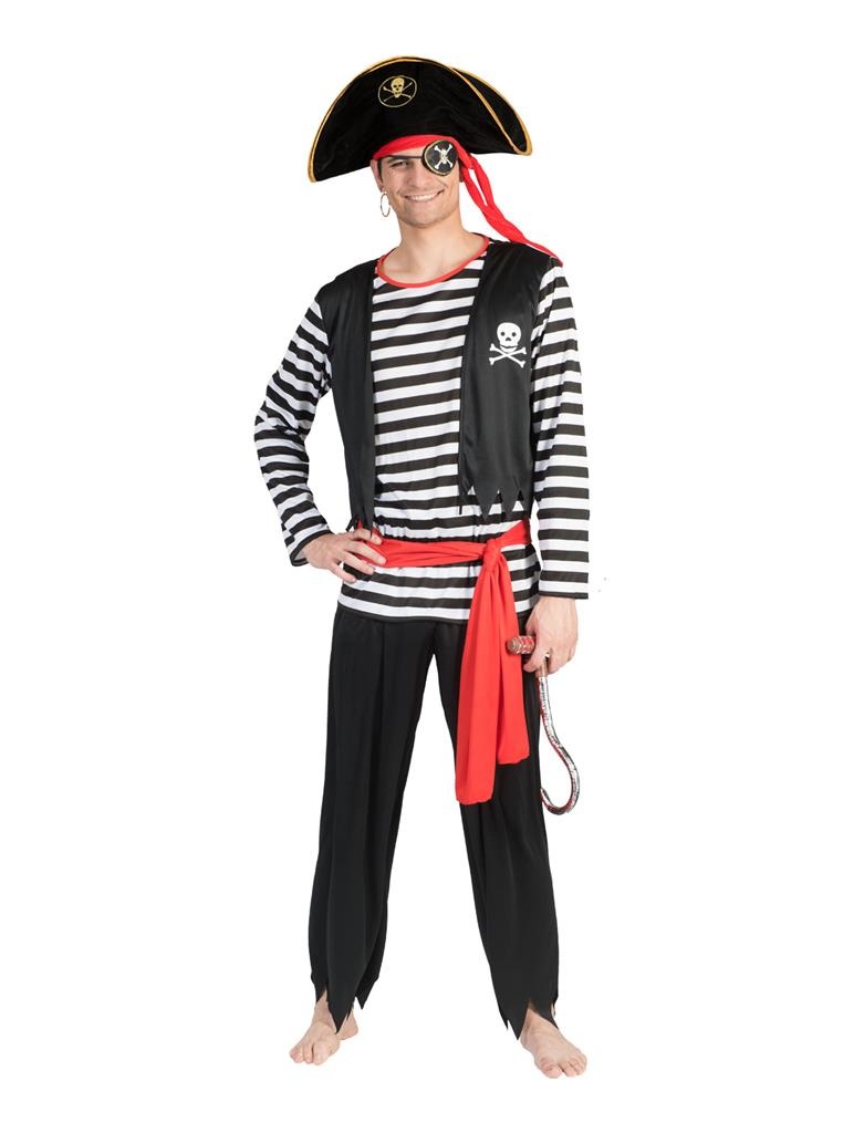 Funny Fashion - Piraat & Viking Kostuum - Pat De Piraat - Man - - Maat 52-54 - Carnavalskleding - Verkleedkleding