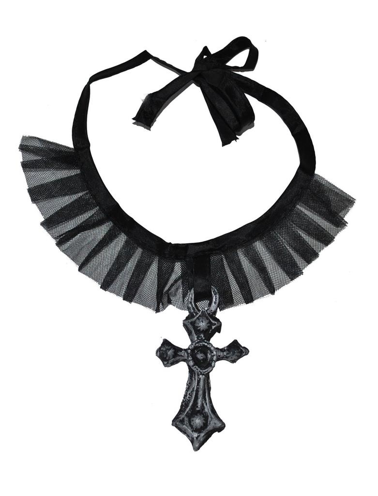 Mooie Gothic halsketting met zwart kruis