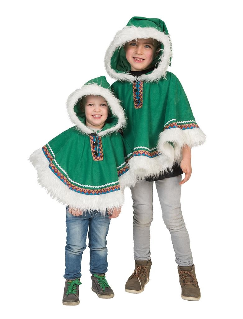 Funny Fashion - Eskimo Kostuum - Eskimo Kimi Kind Kostuum - groen - One Size - Carnavalskleding - Verkleedkleding