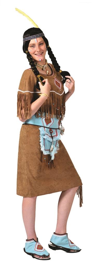 Verkleedpak Indiaanse squaw jurk vrouw Pow Wow Woman 44-46