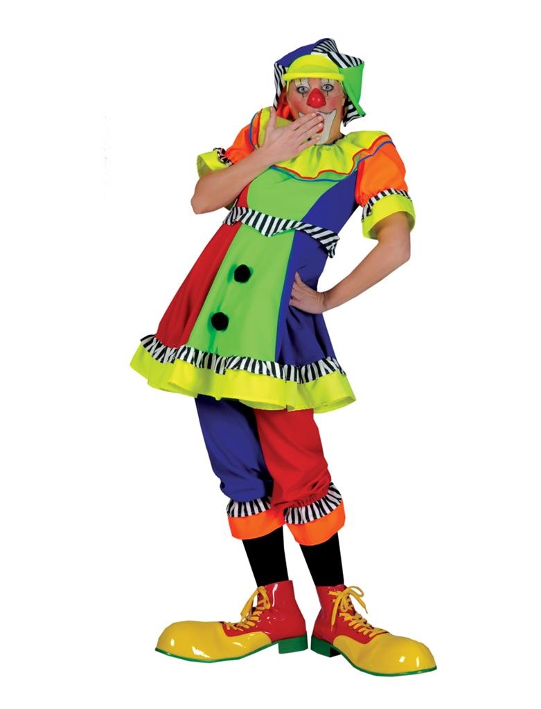 Funny Fashion - Clown & Nar Kostuum - Olaffio Clown - Vrouw - multicolor - Maat 40-42 - Carnavalskleding - Verkleedkleding