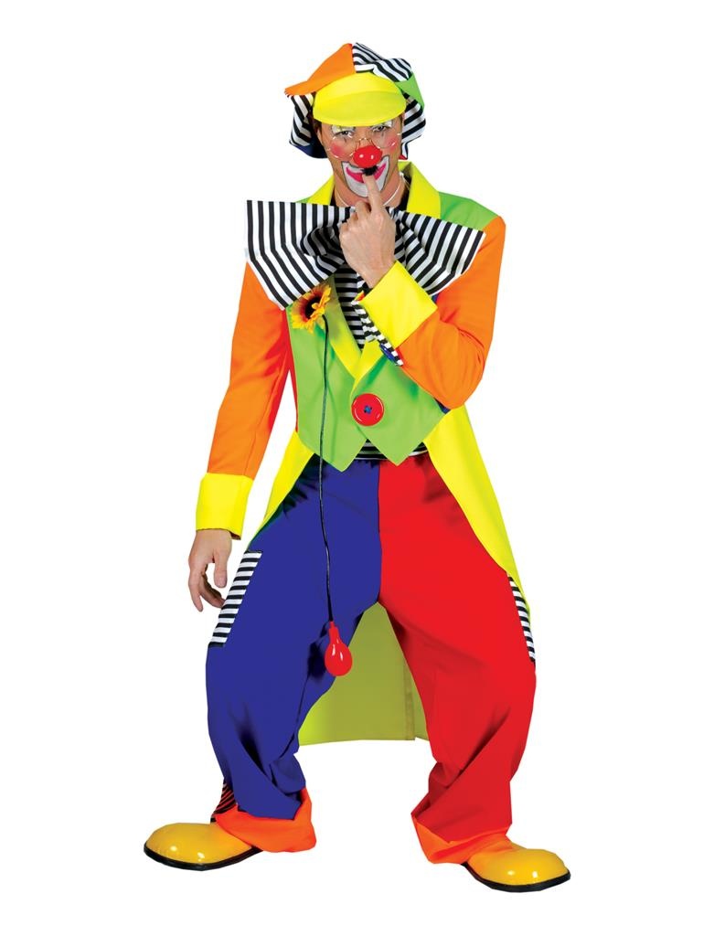 Funny Fashion - Clown & Nar Kostuum - Olaffio Clown - Man - multicolor - Maat 56-58 - Carnavalskleding - Verkleedkleding