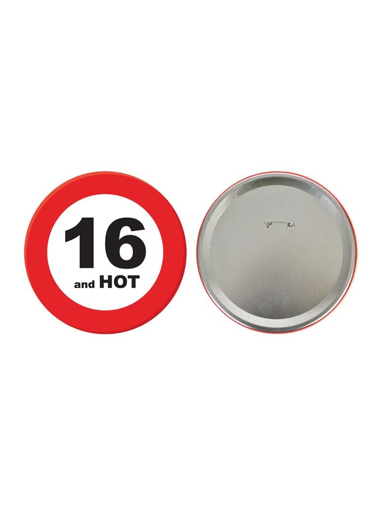 Verkeersbord Mega Button - 16 and hot